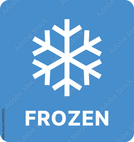 Frozen food label with bold snowflake icon. Perfect for packaging, delivery, and temperature-sensitive transport instructions.

