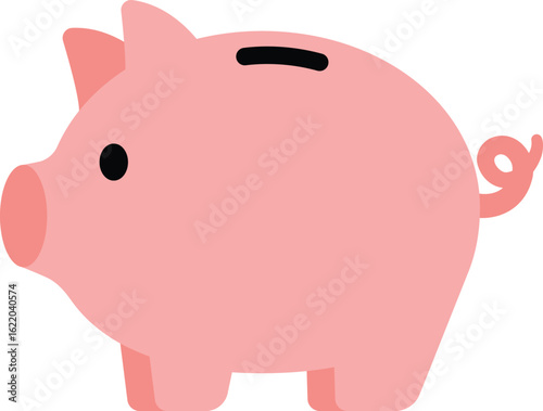 Cute pink piggy bank illustration. Ideal for finance, savings, money management, or budgeting visuals.