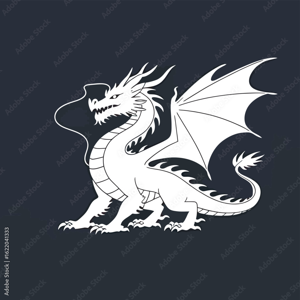 Obraz premium white dragon vector illustration