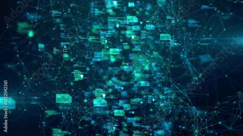 Artificial Intelligence Computing Nodes Encryption System Animation