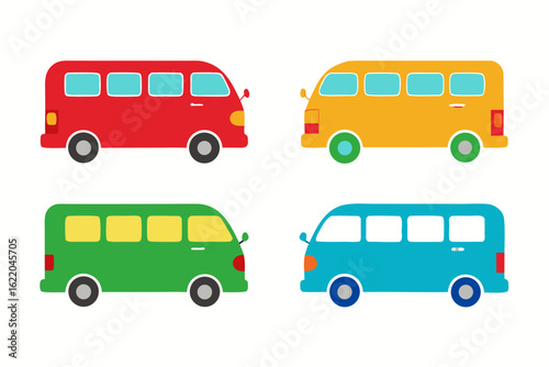 set of Van silhouette vector illustration