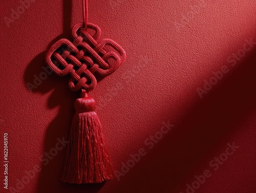 Traditional Chinese Knot Decoration with Red Silk Tassel