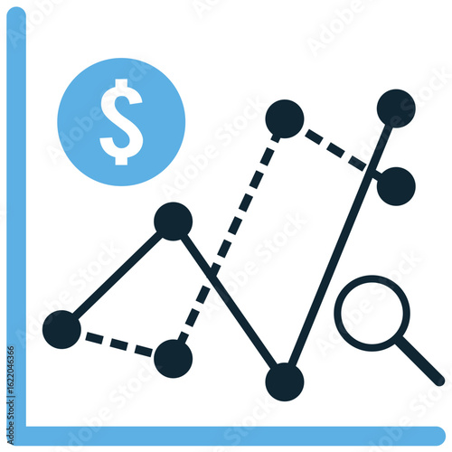 Financial forecasting icon vector for predicting future economic trends and outcomes. Suitable for illustrating business planning, budgeting, and investment projections.