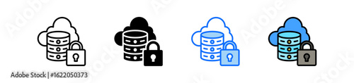 Secure Cloud Storage Icon Set Multiple Style Collection