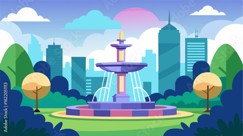 Nestled in the heart of the city this park boasts a towering fountain that adds a touch of spectacle to its already bustling atmosphere.