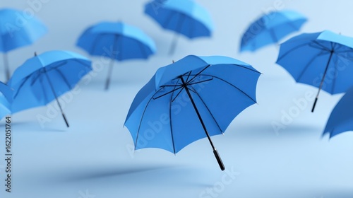 Wallpaper Mural Floating blue umbrellas, abstract, protection, safety Torontodigital.ca