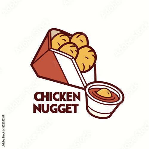 Chicken nuggets with dipping sauce cartoon logo