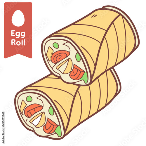 Cute cartoon egg rolls with visible fillings