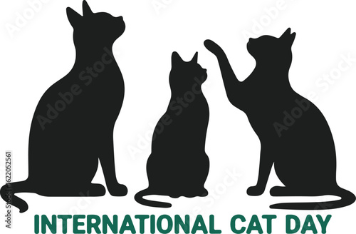 black cat silhouettes celebrating international cat day