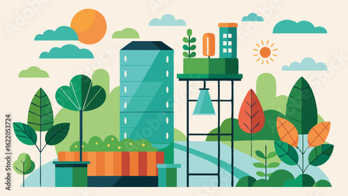 The highrise garden is not just visually stunning but also environmentally friendly with a rainwater collection system and solar panels providing sustainability to the building.