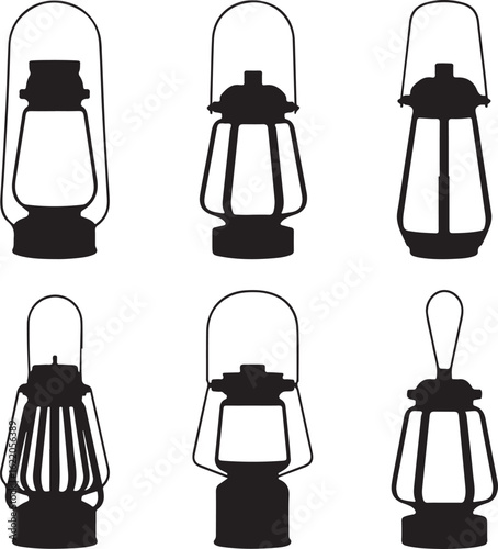 Six black kerosene lanterns oil lamp hurricane lamp