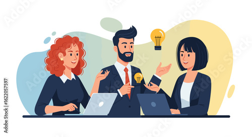 Business team brainstorming new ideas, perfect for landing pages and presentations.