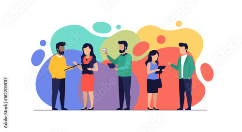 Diverse team collaborating, perfect for landing pages, presentations, or brochures about teamwork and business collaboration.