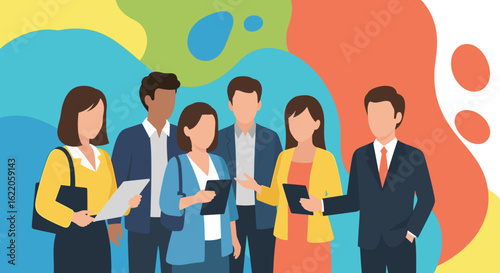 Diverse business team collaborating, ideal for websites, presentations, and marketing materials.