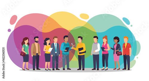 Diverse group of professionals collaborating, ideal for website banners, presentations, and brochures.