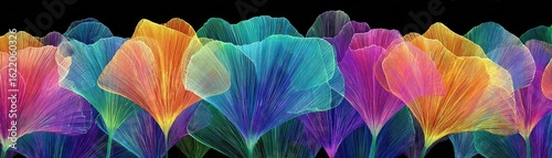 Orchid palette in flower tempo concept. Vibrant multicolored leaves create a stunning abstract display.