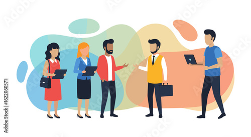 Diverse business team collaborating, ideal for website banners, presentations, and marketing materials.