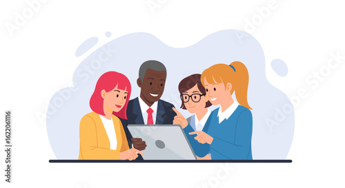 Diverse business team collaborating on a project, ideal for websites and presentations.