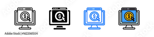 Pay Per Click Icon Set Multiple Style Collection