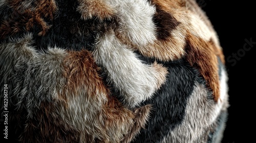 Textured Fur Sphere with Natural Earth-like Patterns and Colors