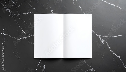 Blank Booklet Mockup On Dark Stone Background, PSD Mockup