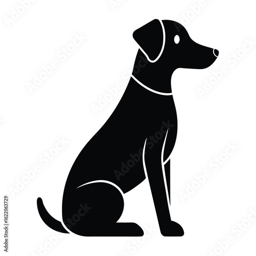 Black dog sitting silhouette vector white