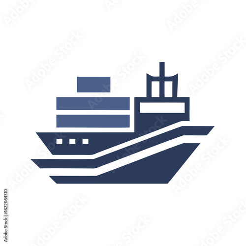 Vector art of docker container ship logo isolated on white background with simple design