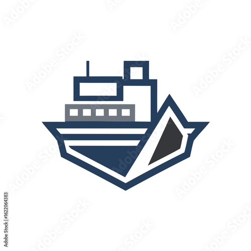 Vector art of docker container ship logo isolated on white background with sleek design