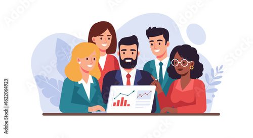 Diverse business team collaborating on a project, ideal for website banners or presentations.