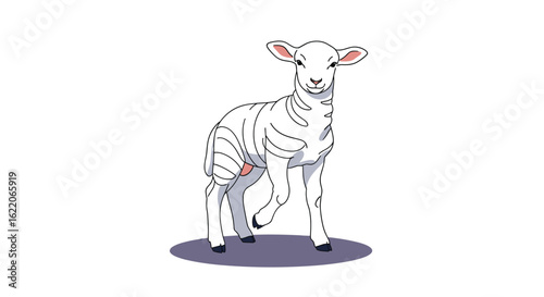 A charming young lamb standing proudly in a sunlit meadow