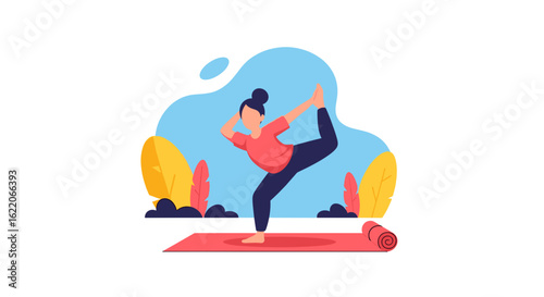 Woman practicing yoga outdoors: Perfect for wellness websites, fitness brochures, or yoga studio marketing.
