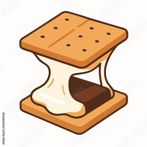 Delicious gooey chocolate marshmallow treat on graham crackers sweet dessert