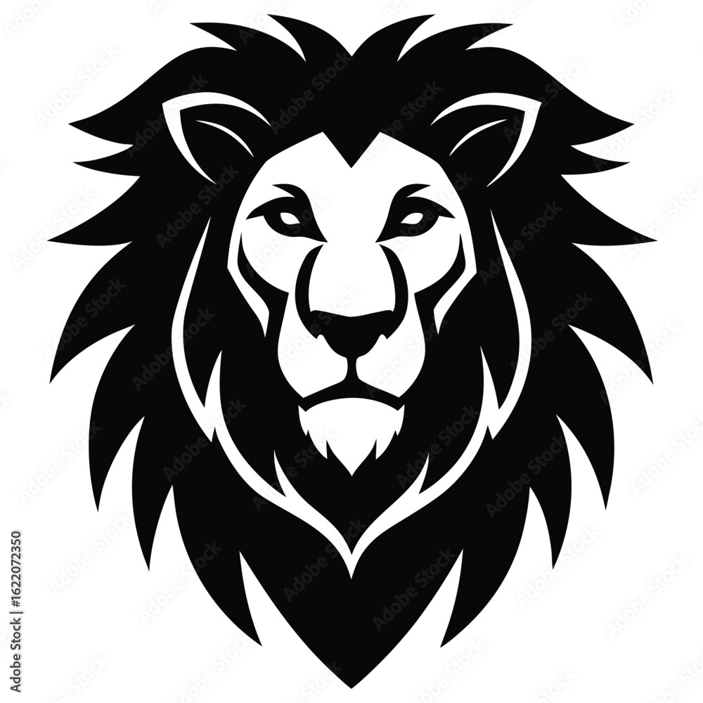 Obraz premium Fierce lion head silhouette vector logo