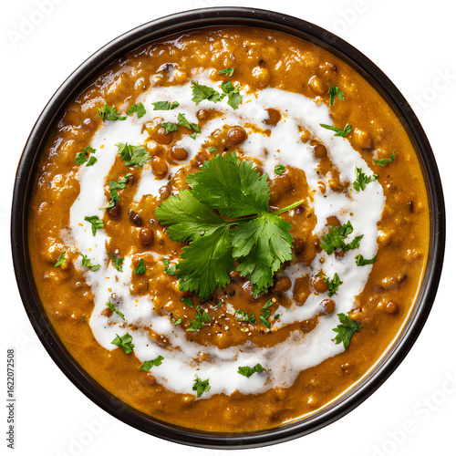 Bowl of daal makhani with cream transparent background