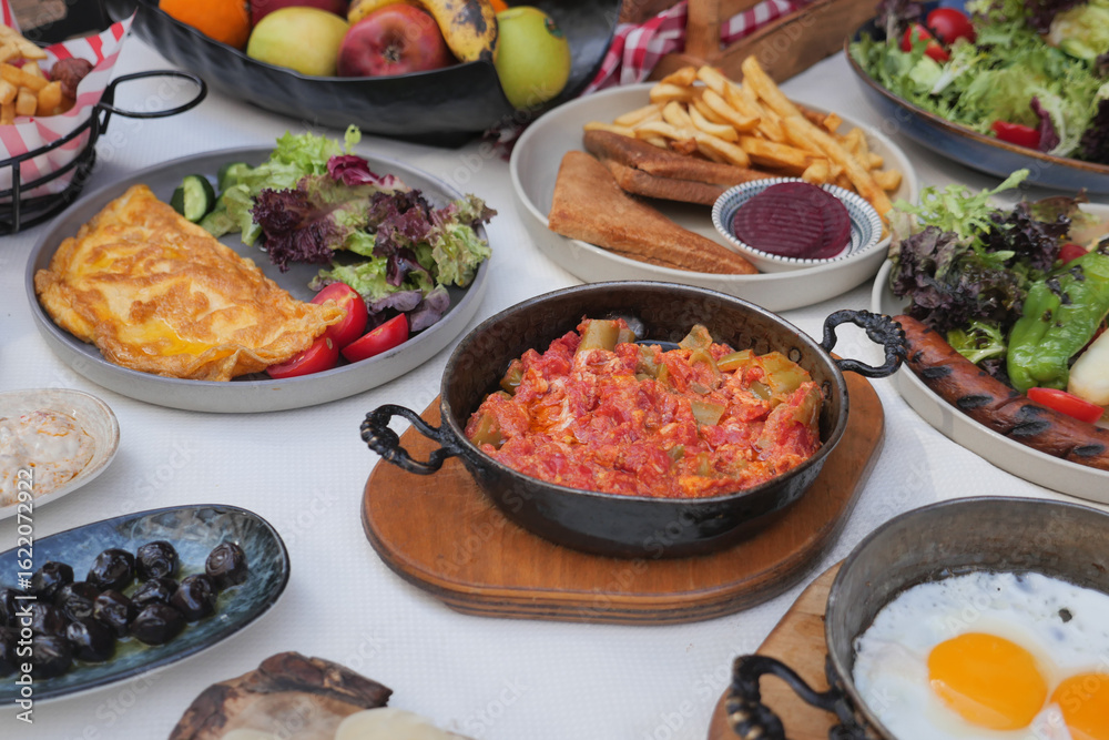 Tasty turkish breakfast on table Tasty turkish breakfast on table