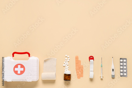 First aid kit, thermometer,...
