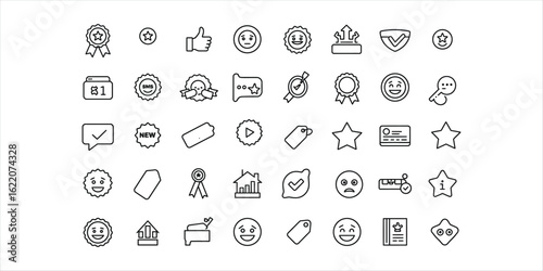 Collection of thin line icons for feedback ratings and achievements vector