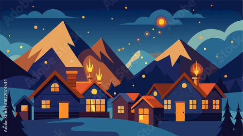 The cozy glow of warm fires and ling lights emanates from the windows of the traditional houses in this charming mountain village inviting visitors to come and experience its