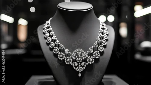 Exquisite Diamond Necklace Displayed in Elegant Setting