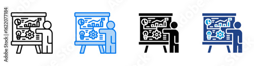 Strategy icon set multiple style collection