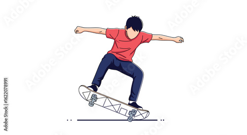 Skilled skateboarder performing a dynamic trick with incredible balance and aerial maneuver on a flat surface showcasing athletic prowess and extreme sport passion