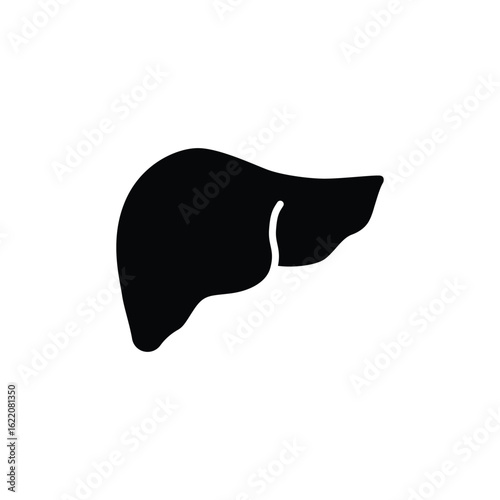 Liver Glyph Icon, Human Organ Symbol for Anatomy and Digestive Health