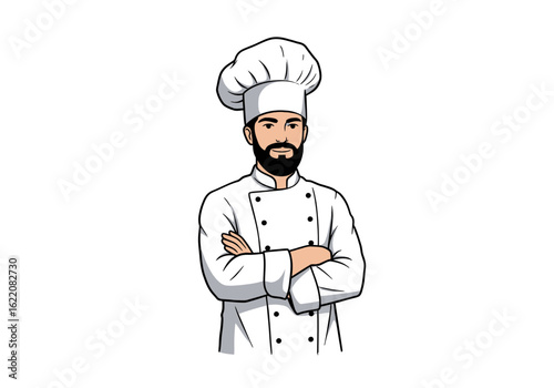 Confident chef with crossed arms ready for cooking success restaurant culinary cuisine gourmet food industry
