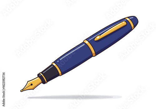Elegant blue fountain pen with gold accents for creative writing and signing documents beautifully
