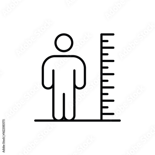 Height Scale Icon, Tall Person Outline, Human Size Indicator, Thin Line.