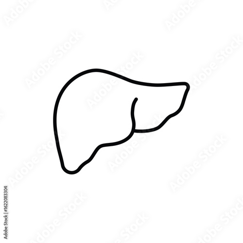 Liver Icon, Human Organ Symbol, Medical Outline Illustration,