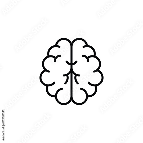 Human Brain Icon, Central Nervous System Symbol, Clean Line Simple Style.