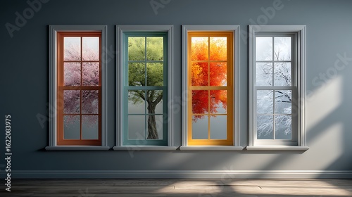 Four Seasons in One View Room with Changing Window Scenes.