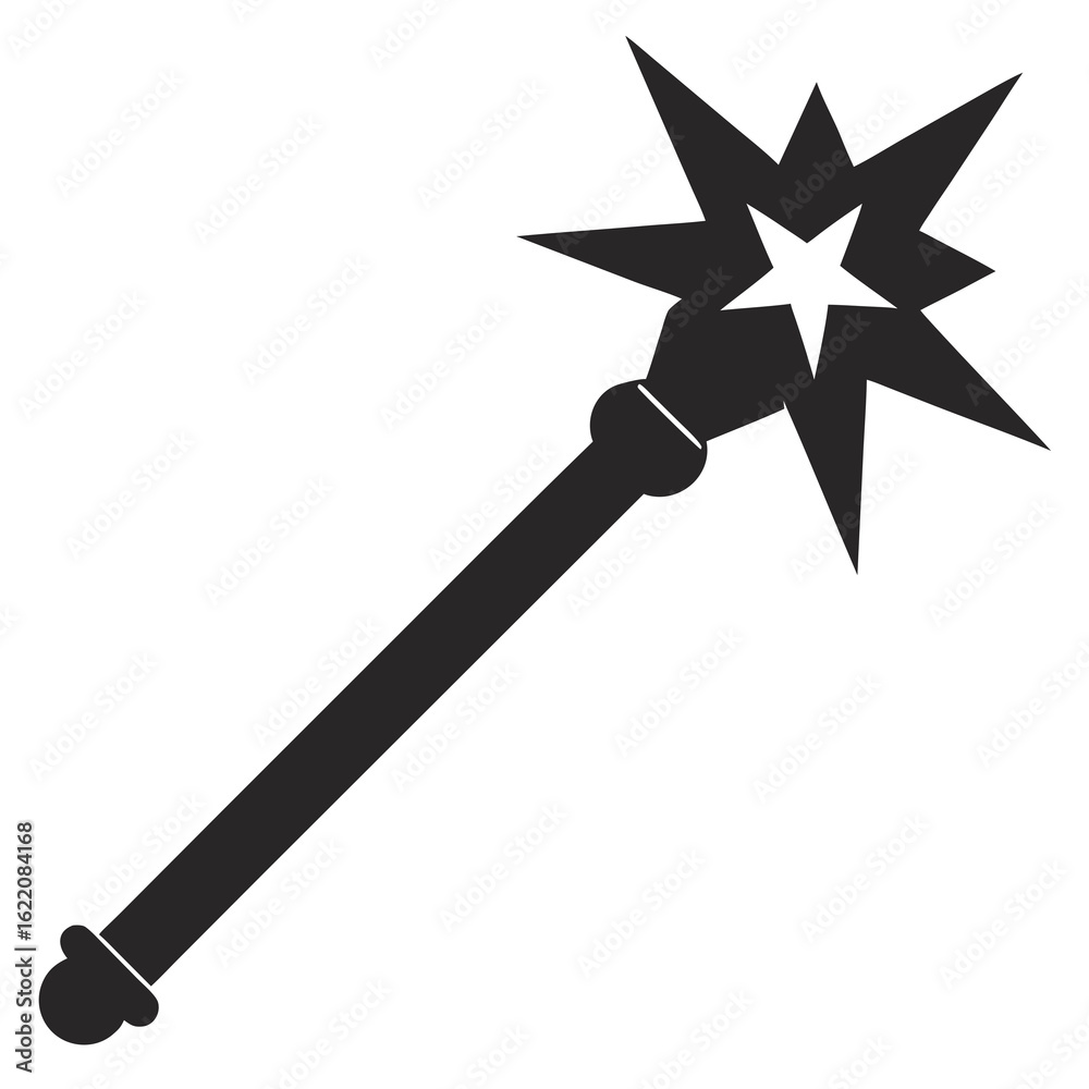 Naklejka premium Magic wand vector silhouette illustration isolated on white background