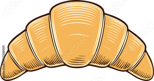 Minimalist Croissant Outlined Icon Vector Illustration.orange color, pastry dough, serving food and drinks, simplicity, sparse, cut out, computer graphic, illustration, morning, outline, butter, 